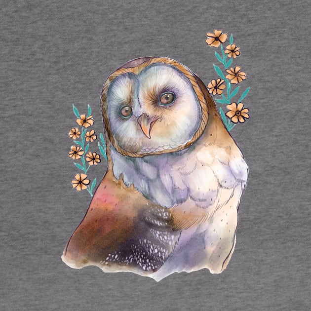 Floral Owl Design by Ley Guth Art